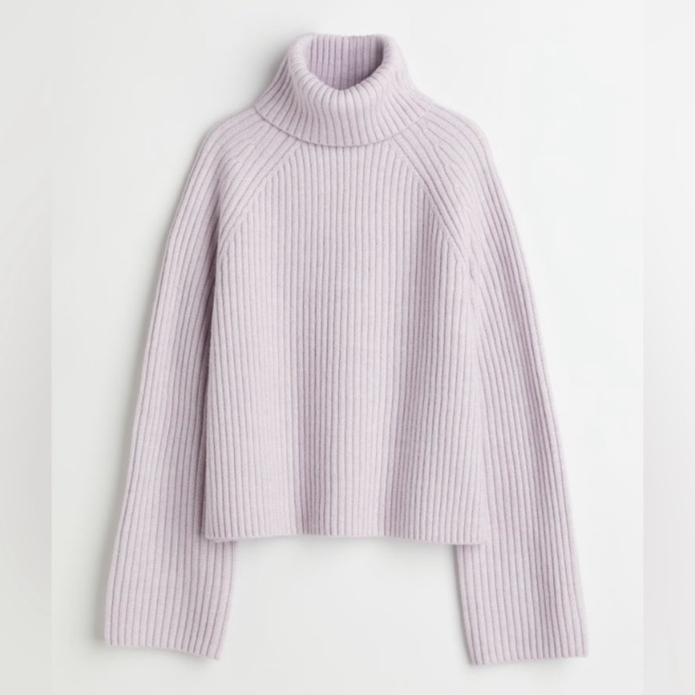 H&M Lilac Chunky Ribbed Turtleneck Sweater